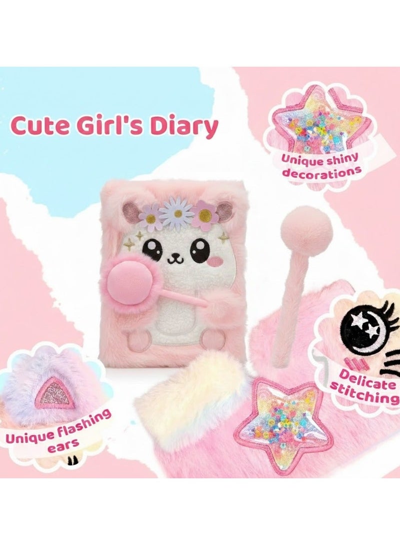 لوكاداه مفكرة قطة للبنات مع قلم، مفكرة سرية، دفتر ملاحظات جميل للأطفال، دفتر ملاحظات ناعم للأطفال، مفكرة قطيفة لطيفة للكتابة والرسم، دفتر ملاحظات فروي برسومات حيوانات كرتونية مع قلم مزين بكرات صوفية، دفتر ملاحظات مسطر A5 للمدرسة والمكتب والملاحظات اليومية، هدايا للأطفال والمراهقين، هدية عيد ميلاد للبنات من عمر 4 إلى 12 سنة فما فوق (160 صفحة) - Image 4